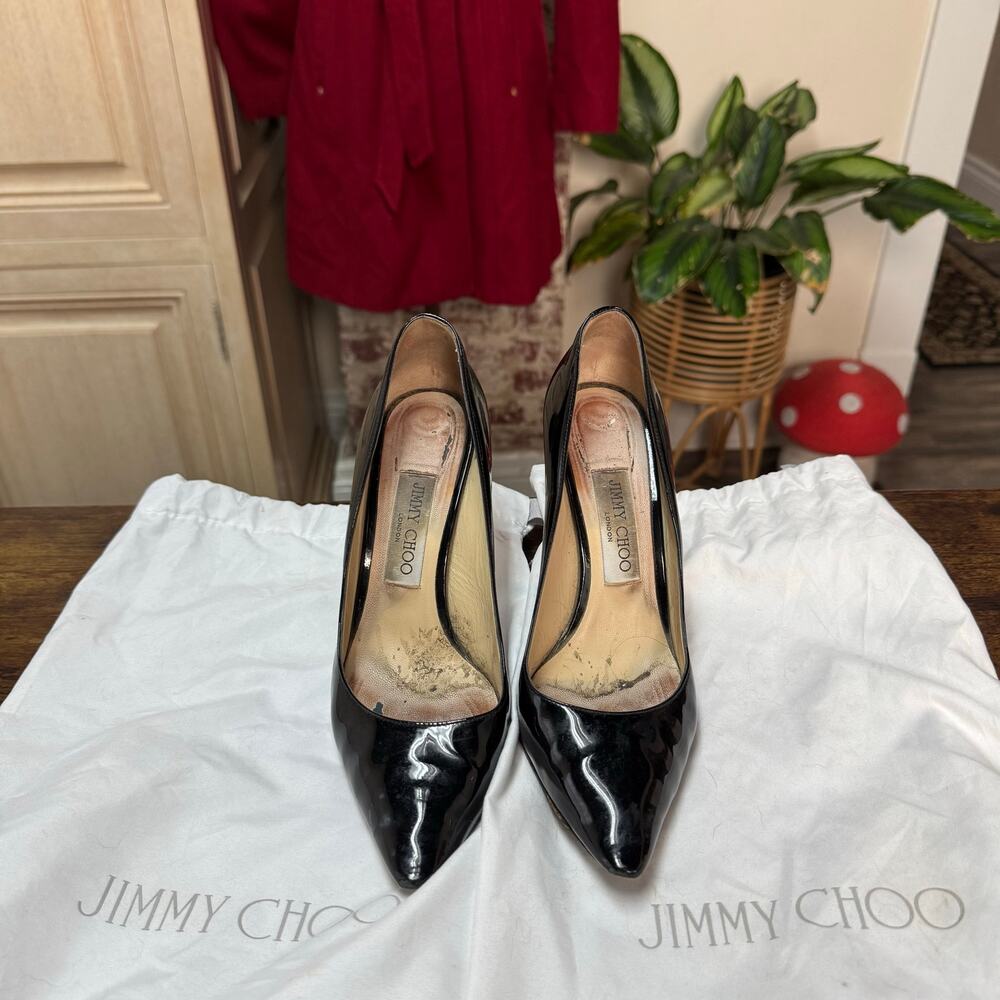 Y2K Jimmy Choo Romy Patent Leather Pumps Size 37.5 (7.5)